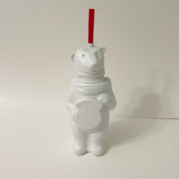 Vintage Always Coca-Cola Polar Bear Plastic Collector’s Drinking Cup With Straw - Picture 1 of 16